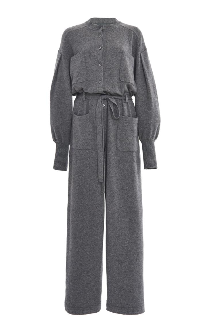 Alberta Ferretti Wool Cashmere Long Sleeve Jumpsuit