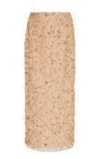 Burnett New York Peach Feather Embroidered Skirt