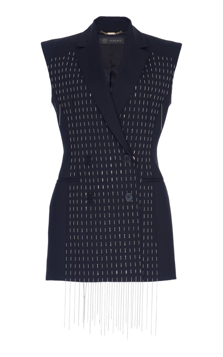 Versace Sleeveless Double Breasted Chain Blazer