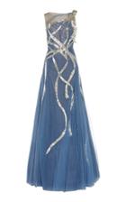Marchesa Metallic-embroidered Tulle Gown