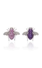 Sabbadini White Gold Diamond Amethyst And Sapphire Bee Earrings