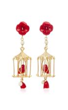 Of Rare Origin Pagoda 18k Yellow Gold Vermeil Coral And White Agate Earrings