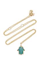 Noush Jewelry Hamsa 14k Gold And Opal Necklace