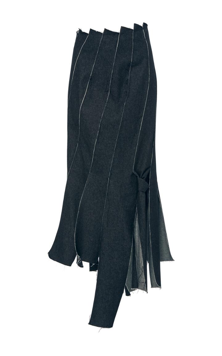 Rejina Pyo Lauren Denim Strip Panelled Midi Skirt