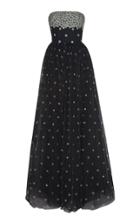 Elie Saab Printed Tulle Strapless Dress