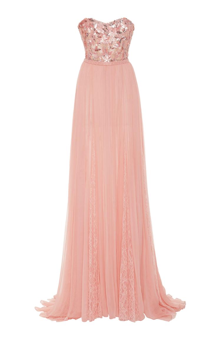 Moda Operandi Pamella Roland Strapless Sequin-embroidered Chiffon Dress Size: 2