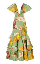 Johanna Ortiz Captivating Dreamer Ruffled Floral Silk Gown