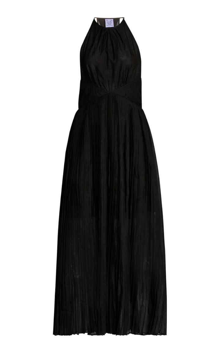 Thierry Colson Vanessa Pleated Cotton-silk Maxi Halter Dress