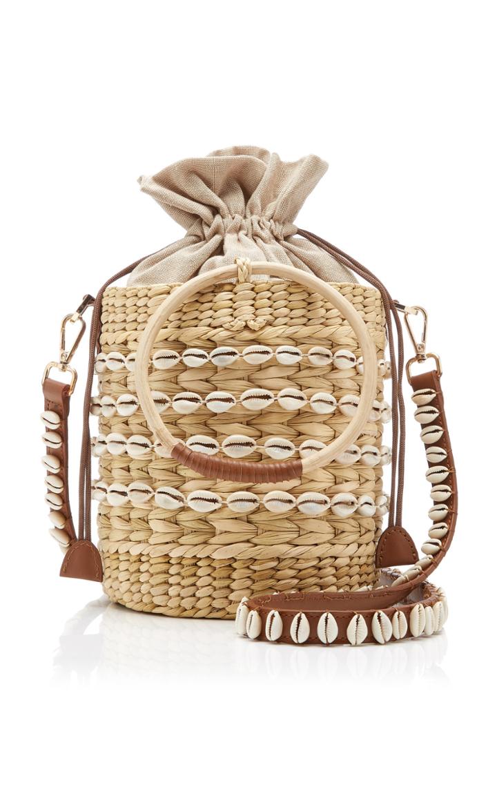 Poolside Bobbi Seashell-embellished Straw Tote