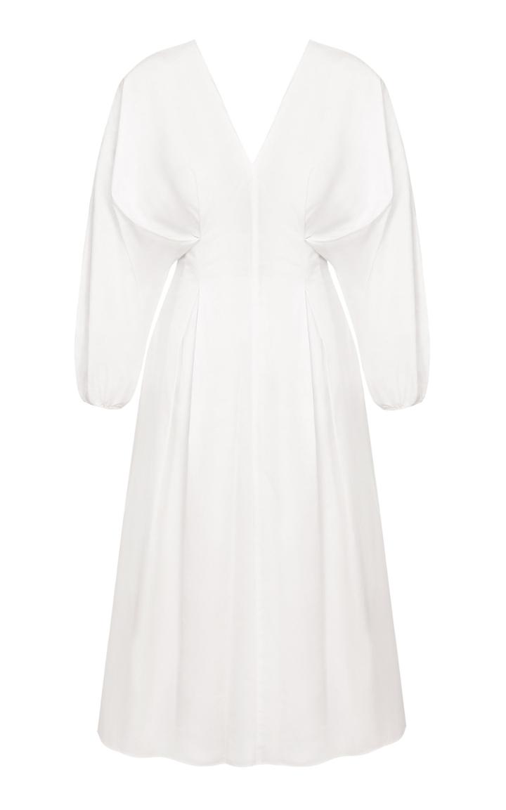 Abadia Pleated Cotton Midi Dress
