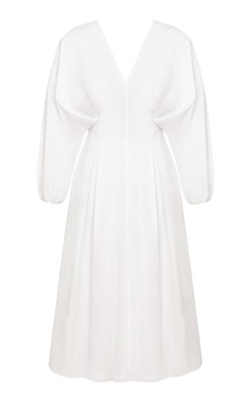Abadia Pleated Cotton Midi Dress