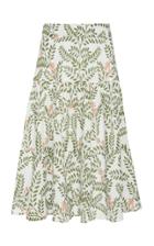Moda Operandi Agua By Agua Bendita Bolivar Herbal Tiered Linen Midi Skirt