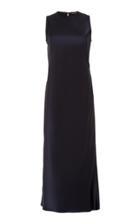 Mi Jong Lee Crew Neck Silk Bias Dress