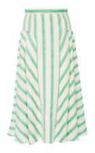Delpozo Striped Linen-blend Midi Skirt