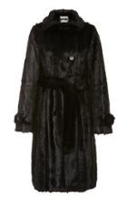 Apparis Avi Belted Double-breasted Faux Mink Trench Coat