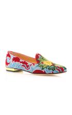 Charlotte Olympia M'o Exclusive: Mamma Mia Embroidered Canvas Slippers