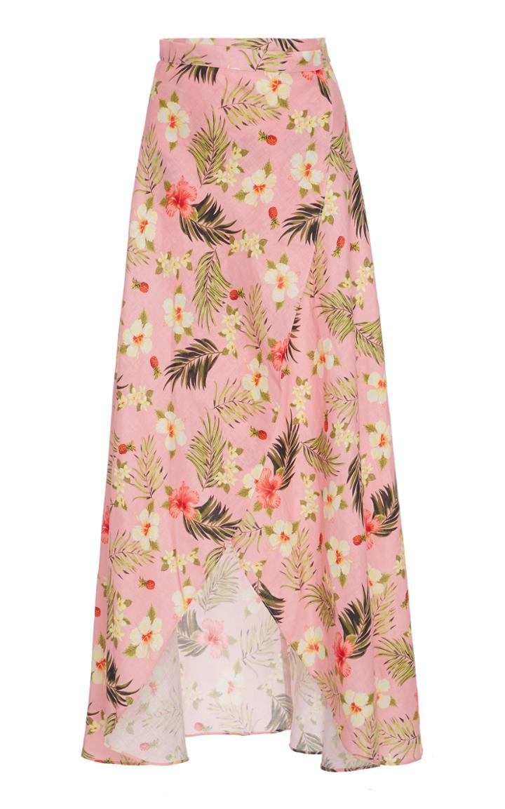 Miguelina Hibiscus Printed Asymmetric Wrap Skirt