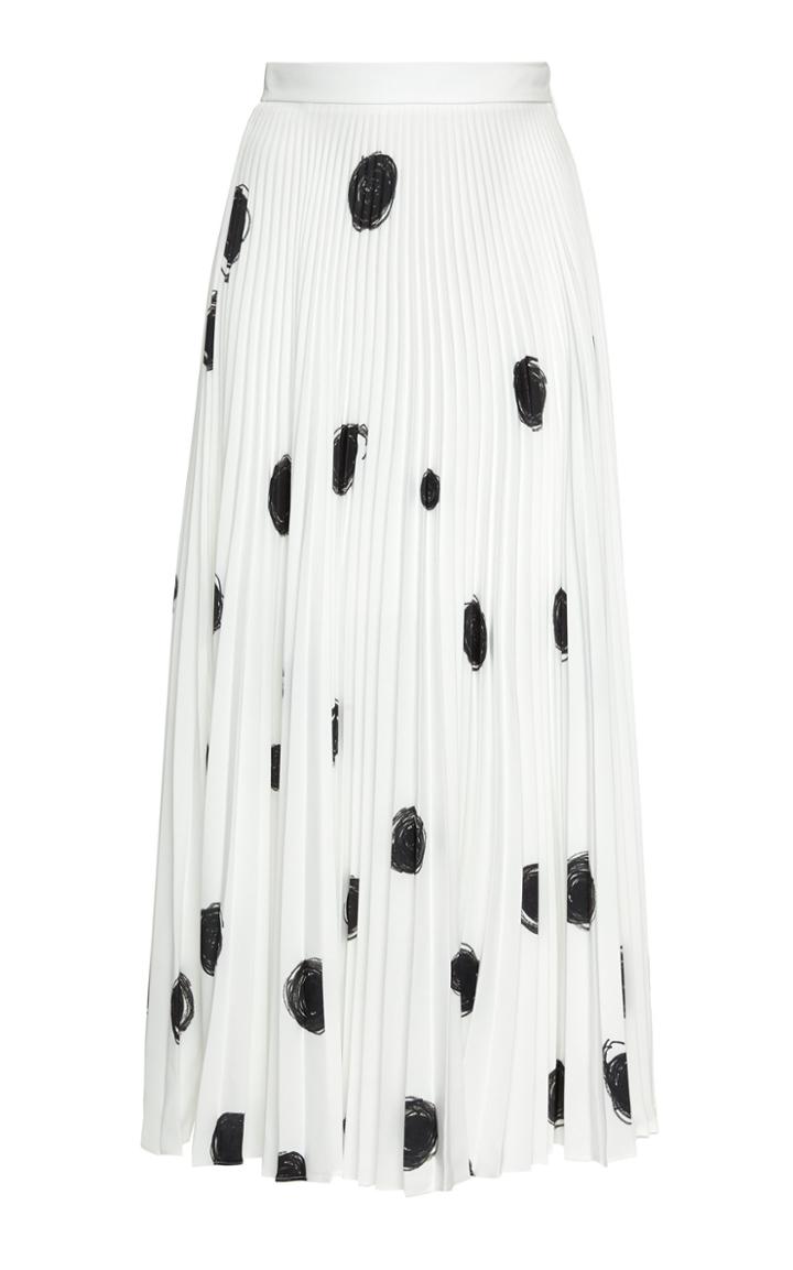 Christopher Kane Polka-dot Pleated Crepe Midi Skirt