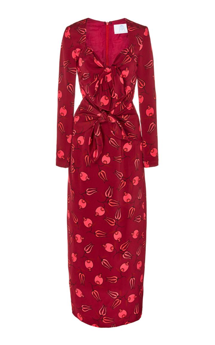 Rebecca De Ravenel Zaza Printed Silk Midi Dress