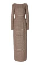 Rebecca De Ravenel Open-back Houndstooth Cashmere Dress