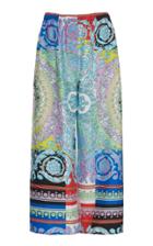 Versace Printed Wide-leg Silk Pants