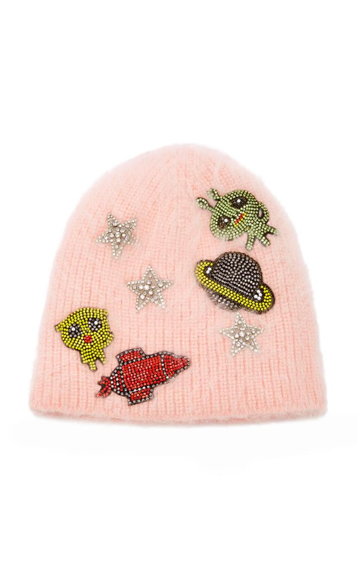 Jennifer Behr Hyperion Embellished Angora Beanie