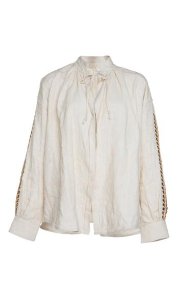 Alix Of Bohemia Limited Edition Mia Linen Gold Embroidered Blouse