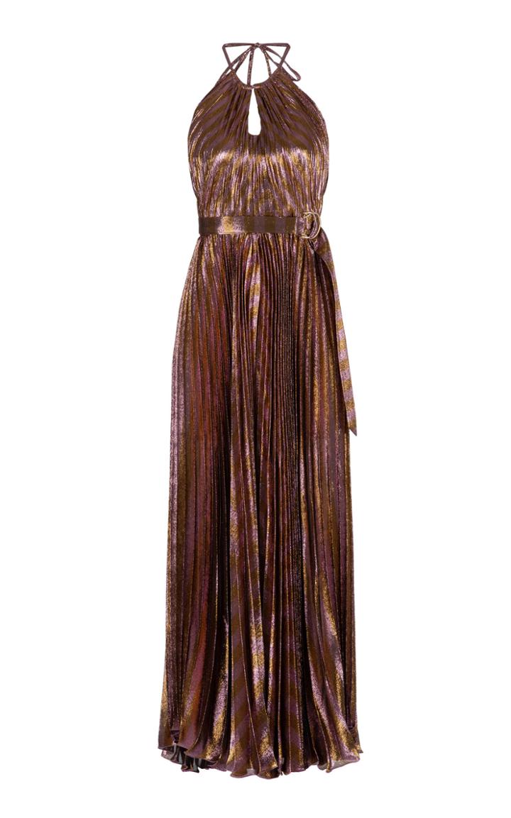 Moda Operandi Maria Lucia Hohan Delphi Metallic Striped Pliss Jumpsuit Size: 34