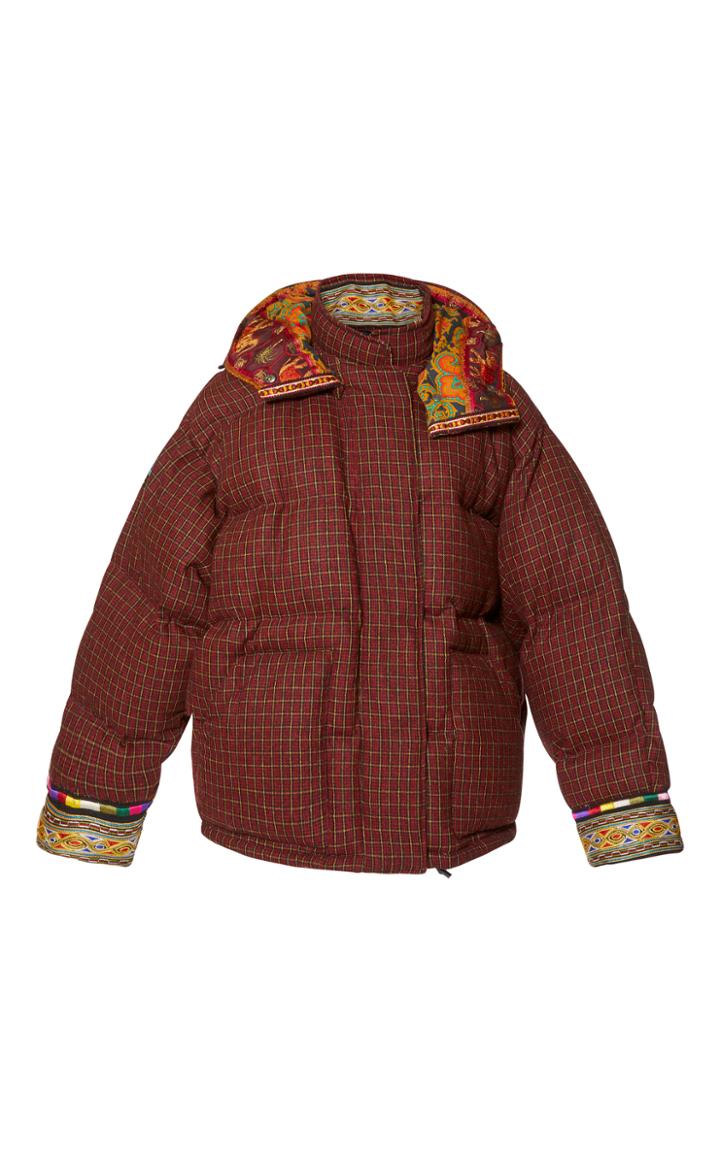 Etro Plaid Hooded Down Jacket