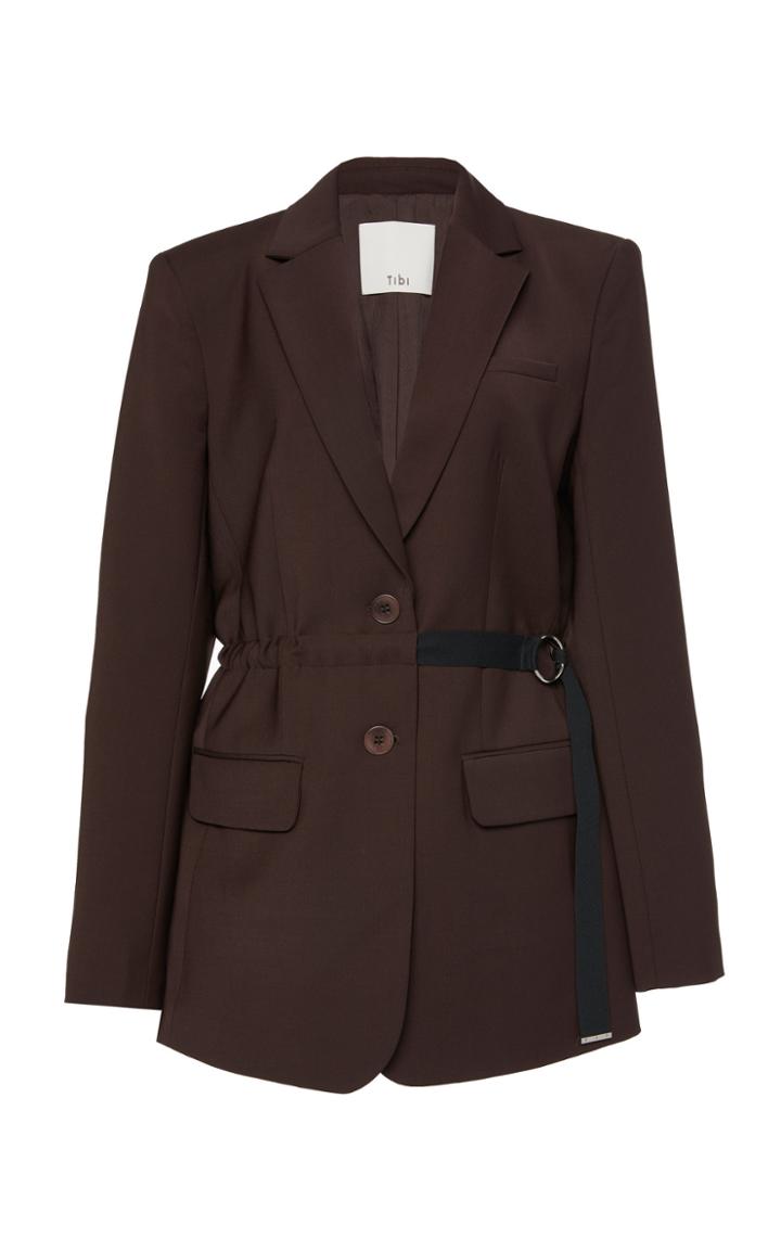 Tibi Tropical Wool Blazer With Belt