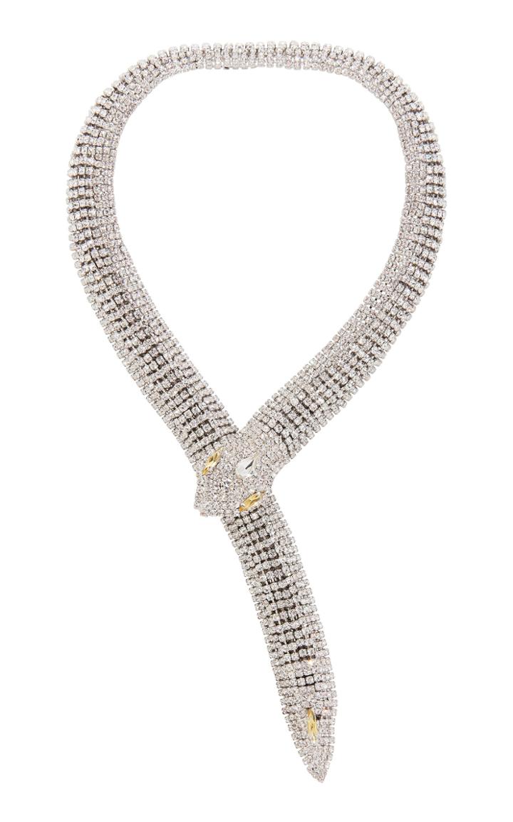Alessandra Rich Silver-tone Crystal Snake Necklace