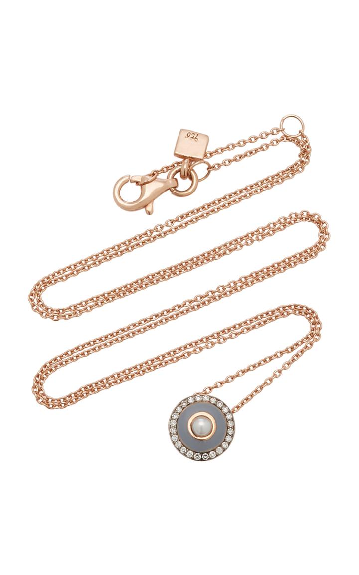 Selim Mouzannar 18k Rose Gold Enamel Diamond And Pearl Necklace