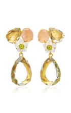 Bounkit 14k Gold-plated Brass Rose Quartz Green Amethyst White Mother Of Pearl Earrings
