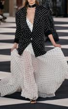 Moda Operandi Balmain Pleated Polka Dot Chiffon Maxi Skirt Size: 38