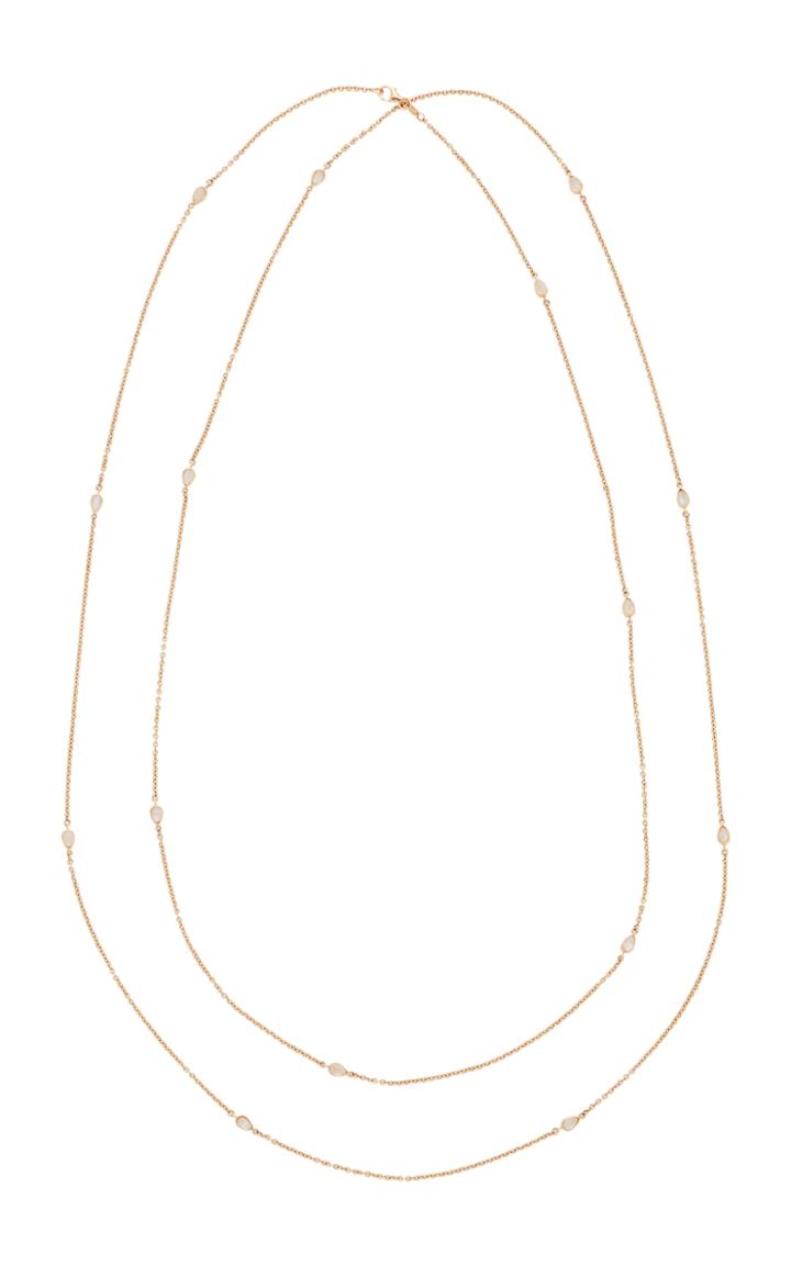 Misahara Water Splash 18k Rose Gold Rainbow Moonstone Necklace