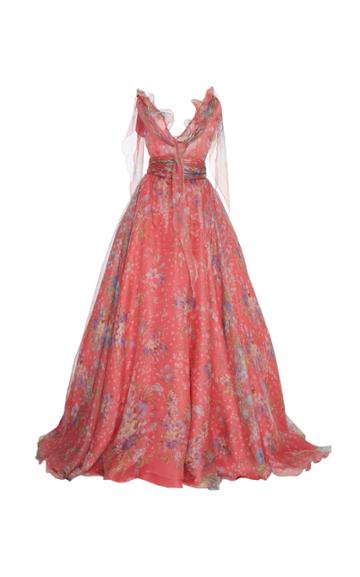 Luisa Beccaria Floral Print Ball Gown