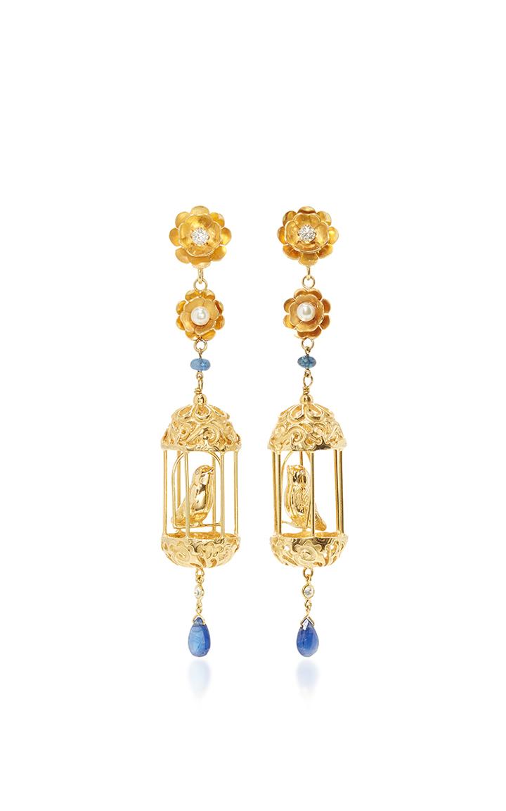 Of Rare Origin M'o Exclusive Gold Aviary Classic Earrings