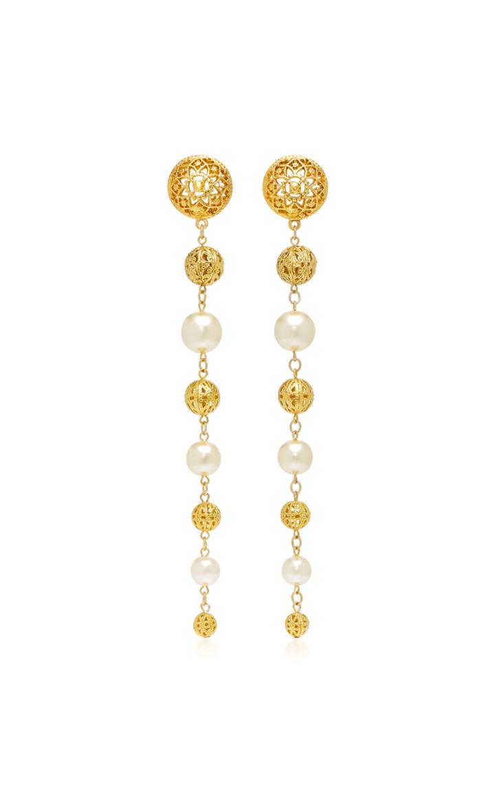 Ben Amun Linear Gold-plated Brass And Faux Pearl Drop Earrings