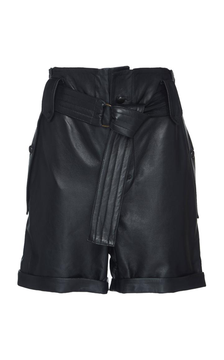 Dundas High Waist Leather Shorts With Belt