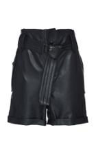 Dundas High Waist Leather Shorts With Belt