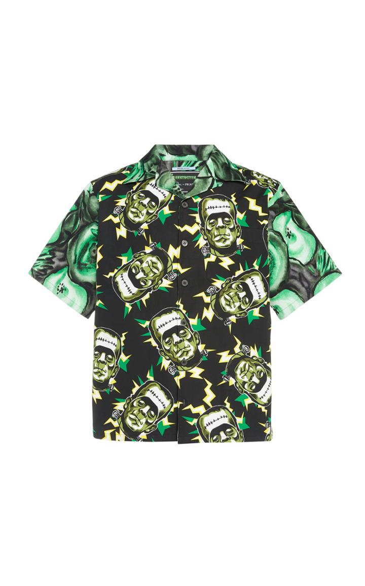 Prada Printed Cotton-poplin Shirt Size: S