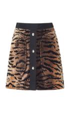 Giambattista Valli High Waist A-line Tiger Print Mini Skirt