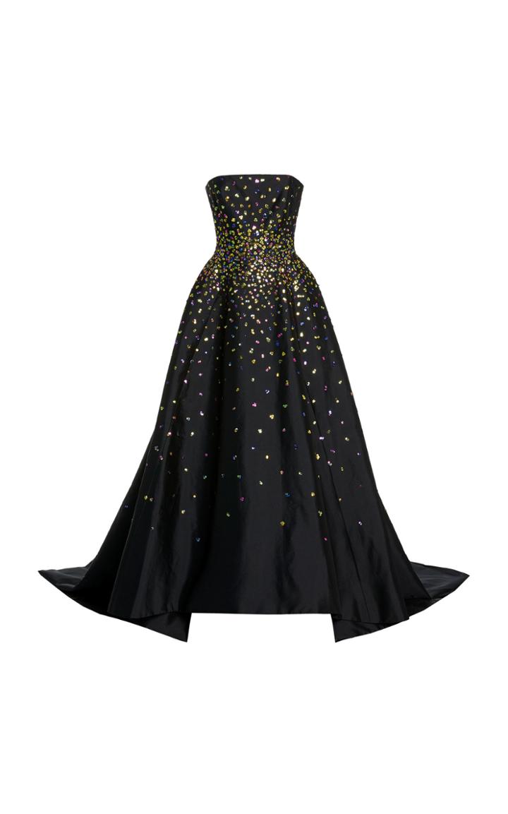 Moda Operandi Monique Lhuillier Embroidered Asymmetric Taffeta Gown
