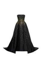 Moda Operandi Monique Lhuillier Embroidered Asymmetric Taffeta Gown