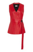 Rosetta Getty Belted Lambskin Wrap Top