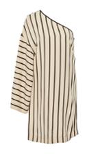 Rosetta Getty One Sleeve Shadow Stripe Mini Dress