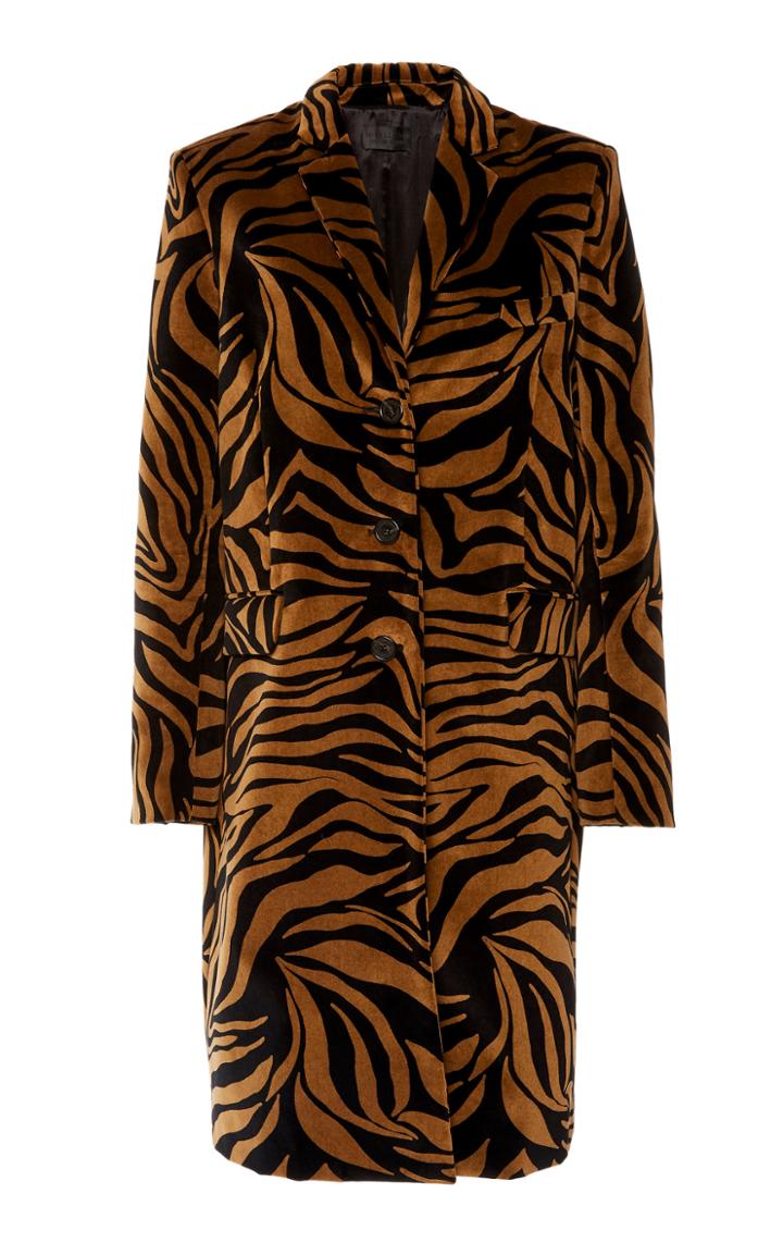 Nili Lotan Rosalin Single-breasted Tiger-print Cotton Coat