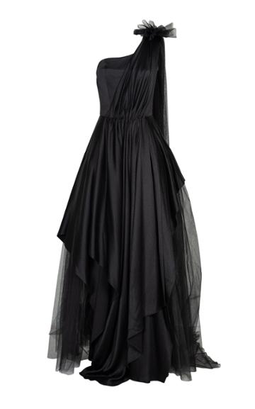 Bazza Alzouman Hammered Silk Satin One Shoulder Dress