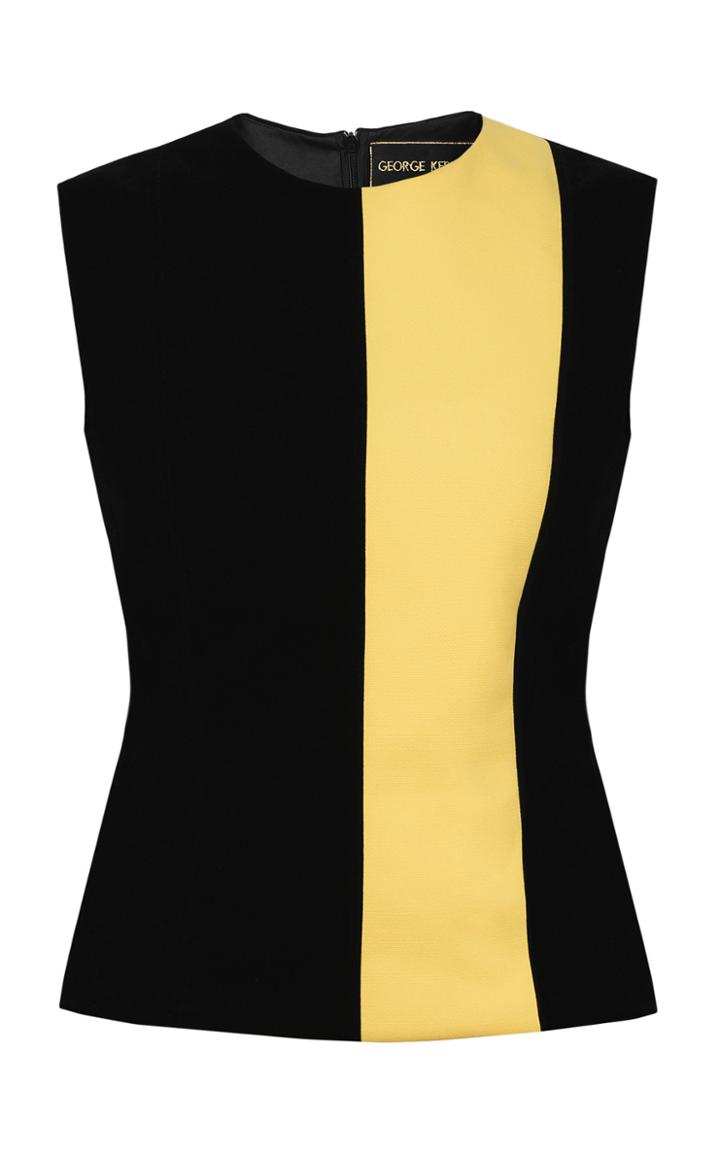 George Keburia Color Block Velvet Top