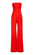 Brandon Maxwell Strapless Wide-leg Crepe Jumpsuit
